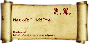 Matkó Míra névjegykártya